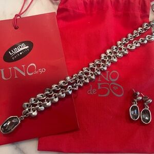 UNO de 50 Silver Necklace and Earring Set, Elements design